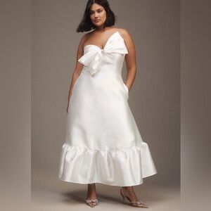 Strapless White Bridal Dress with Bow